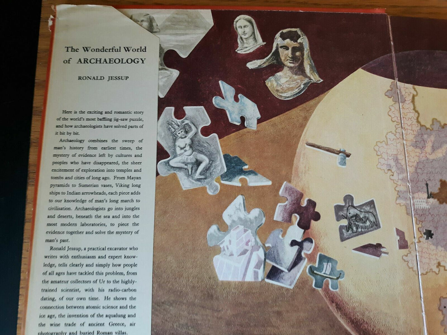 The Wonderful World of Archaeology by Ronald Jessup 1956 Hardcover Dust Jacket