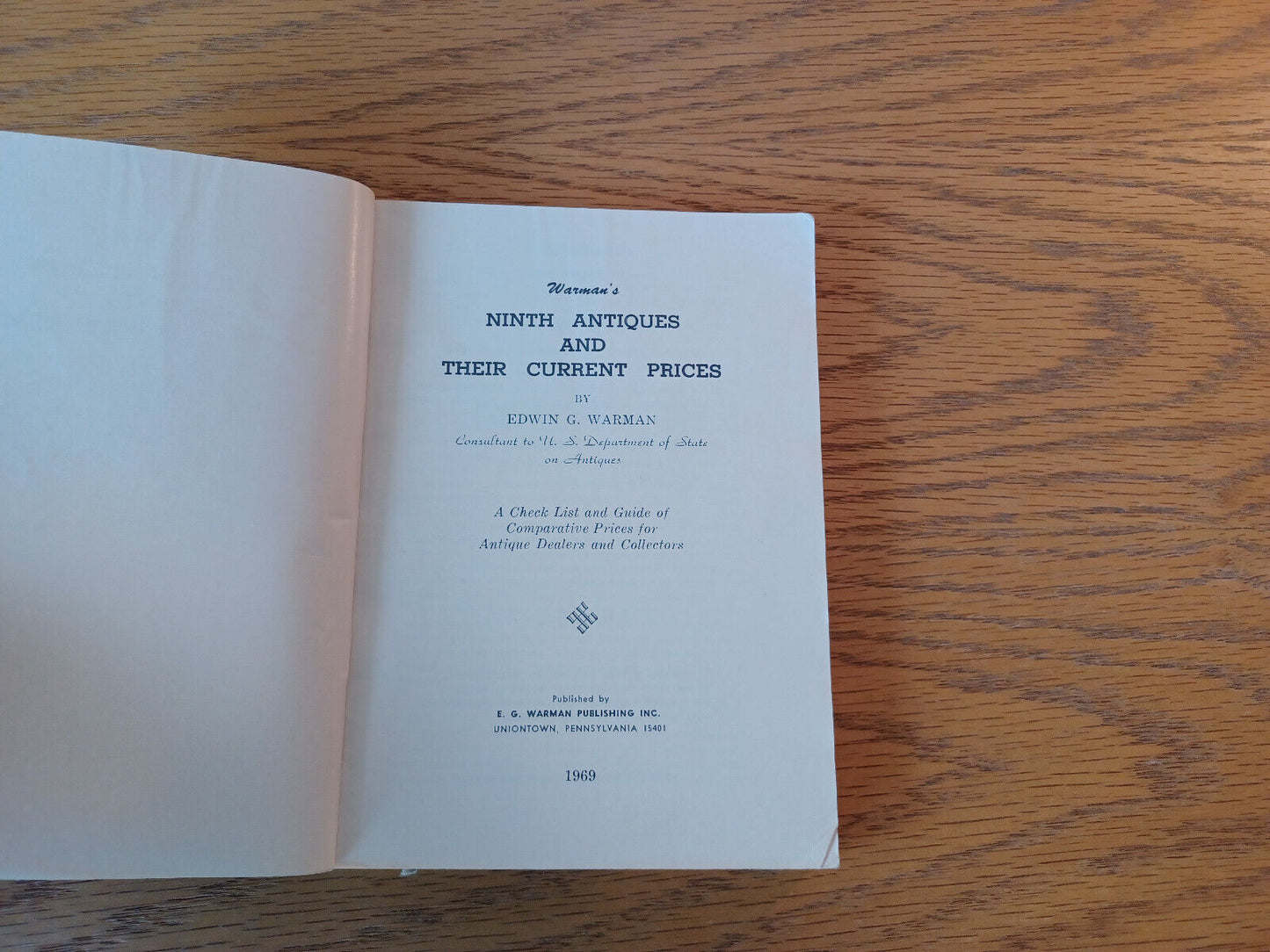 Warman's Ninth Antiques And Their Current Prices Edwin G Warman 1969