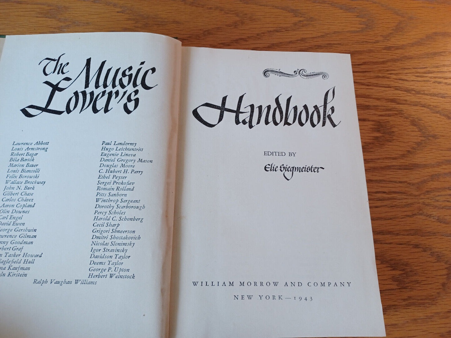 The Music Lover's Handbook Elie Siegmeister 1943 Victory Edition Hardcover