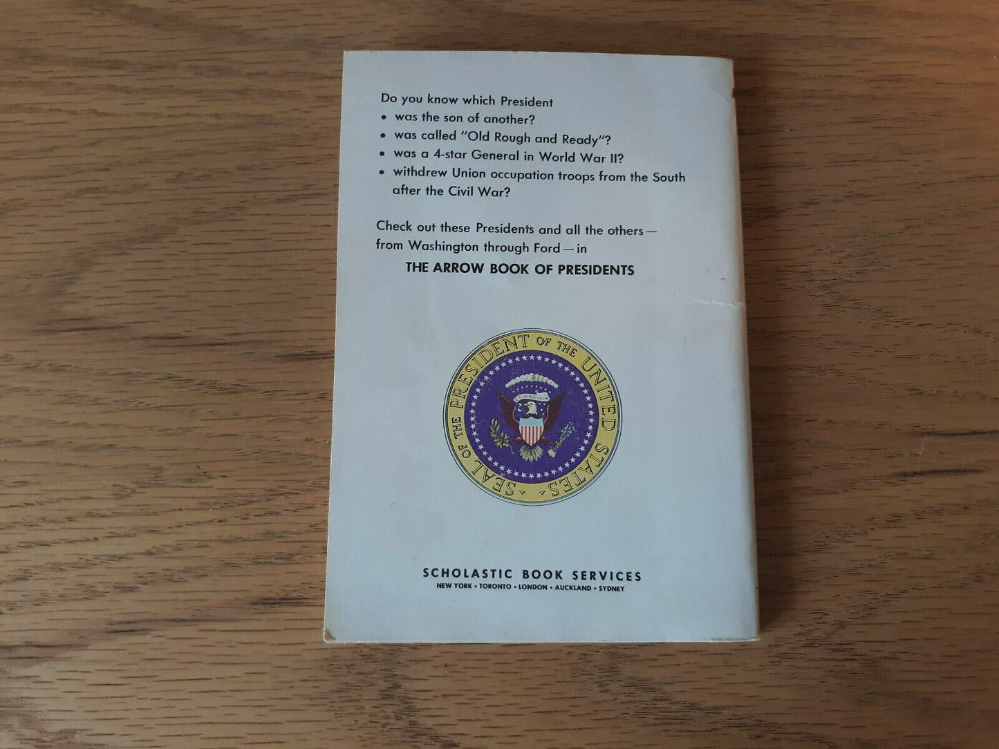 1976 ARROW BOOK OF PRESIDENTS Sturges Cary Leo Summers Scholastic