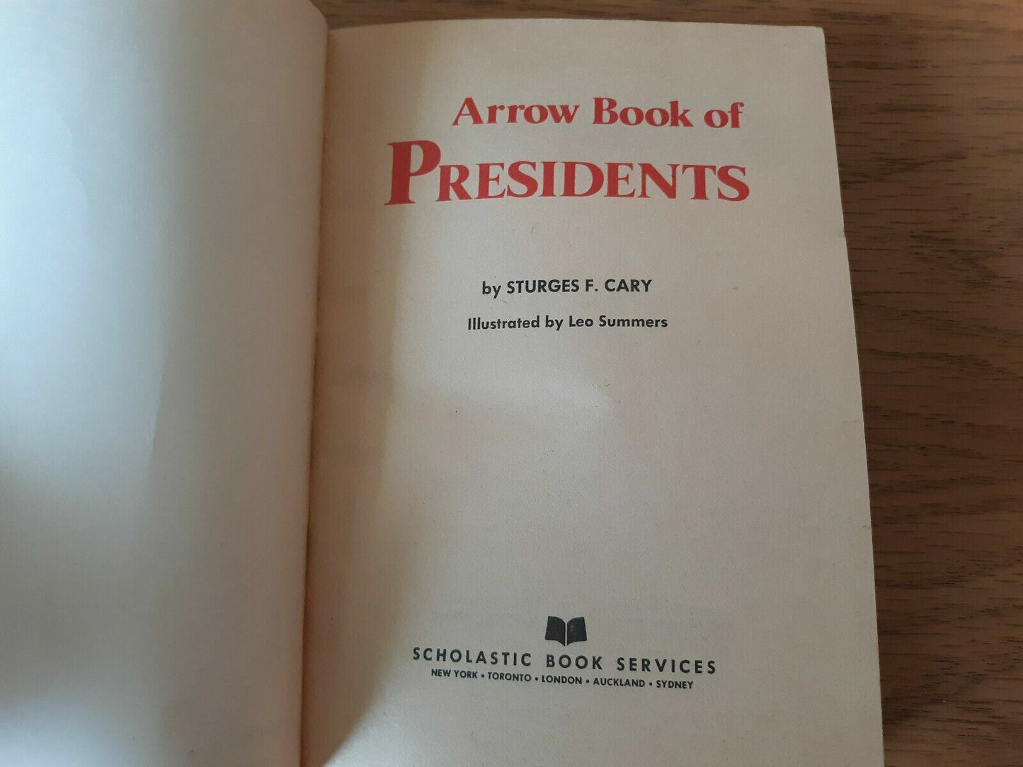 1976 ARROW BOOK OF PRESIDENTS Sturges Cary Leo Summers Scholastic