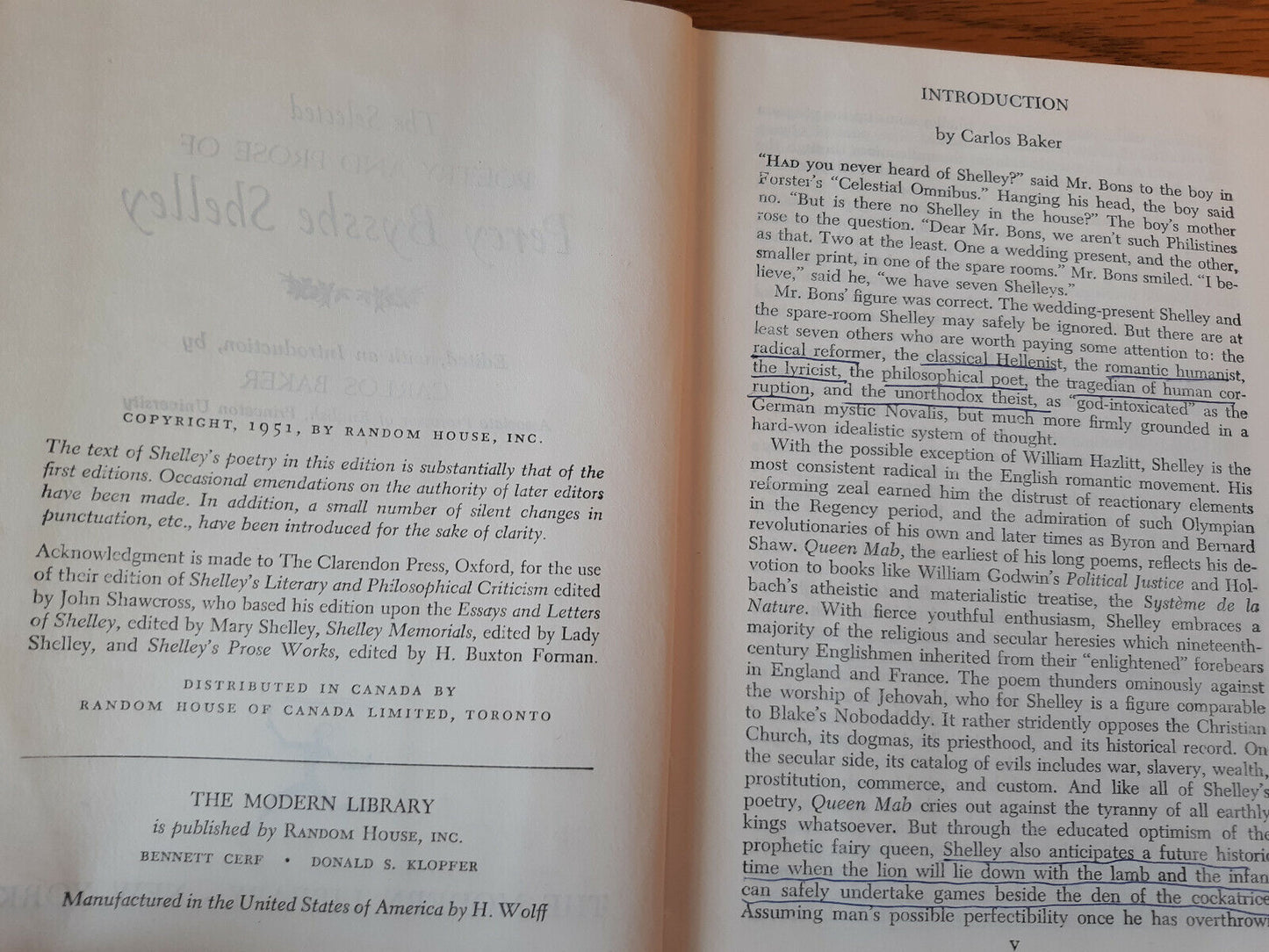 The Selected Poetry And Prose Of Percy Bysshe Shelley 1951 Modern Library