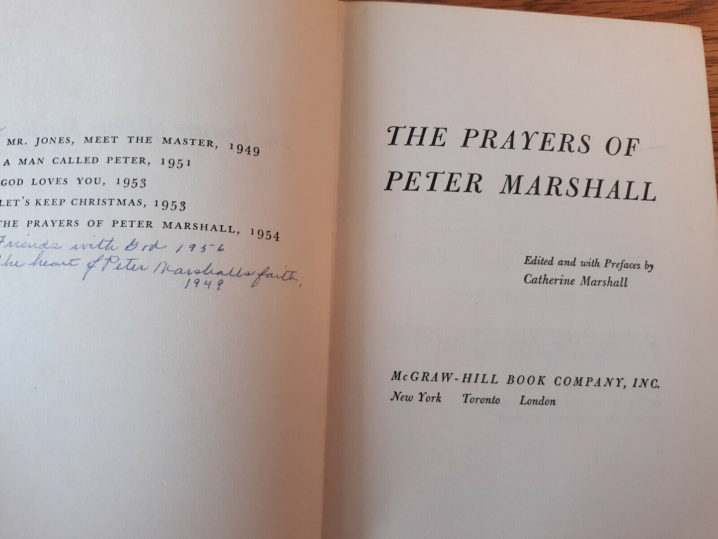 The Prayers Of Peter Marshall 1954 Hardcover McGraw Hill