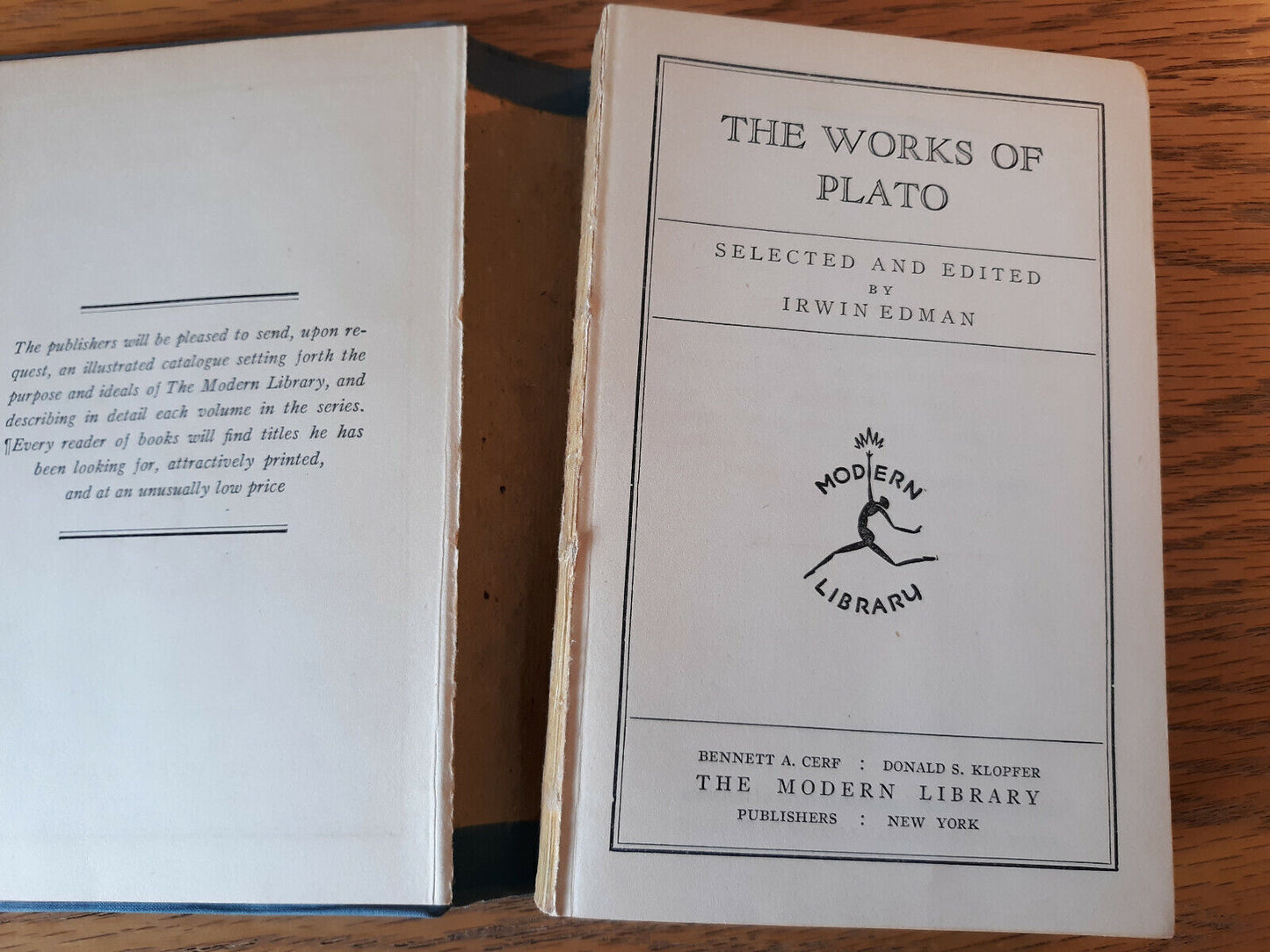 The Works Of Plato 1928 Modern Library Hardcover