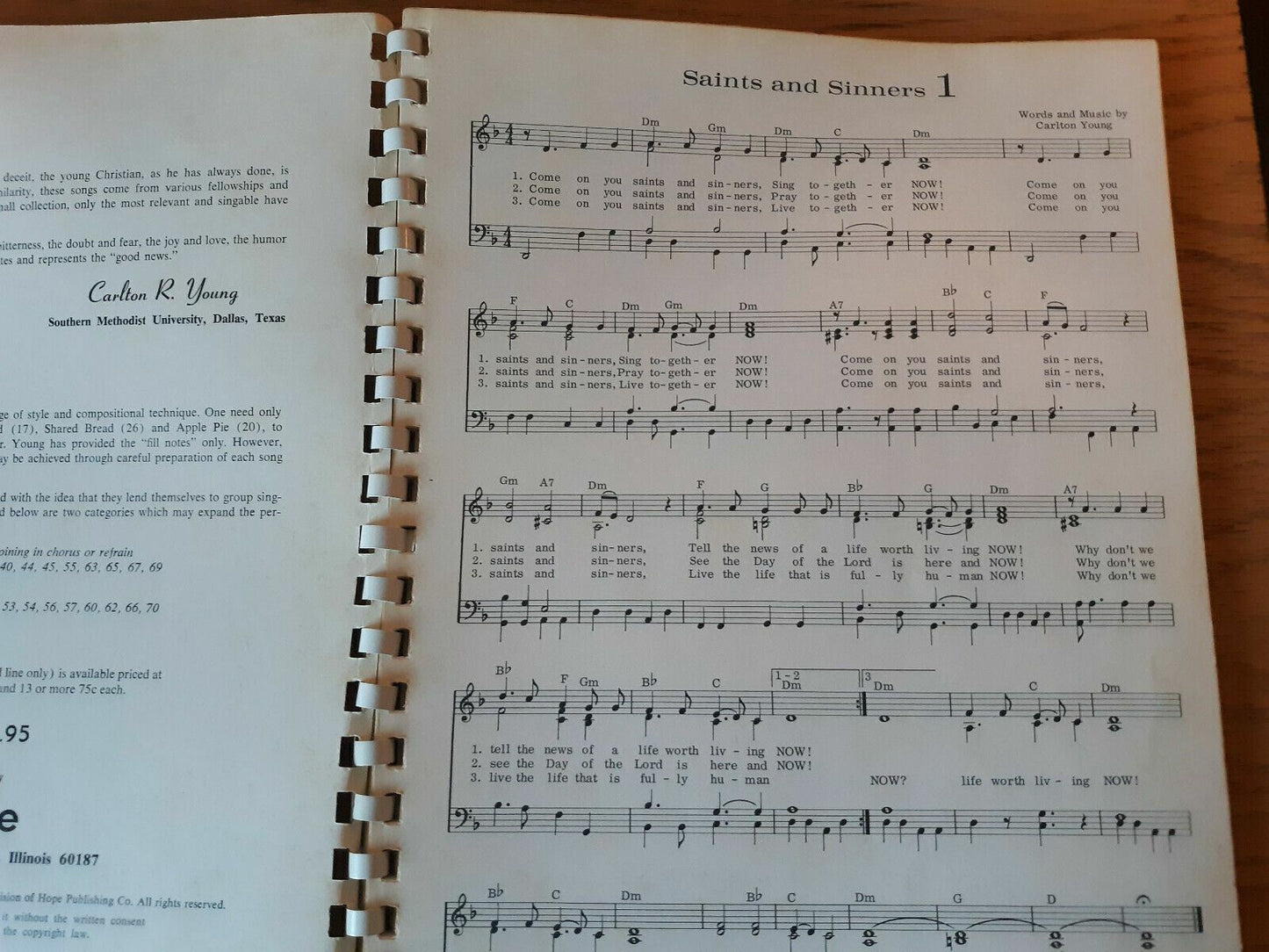 Songbook for Saints an dSinners by Carlton Young Accompaniment Edition 1971