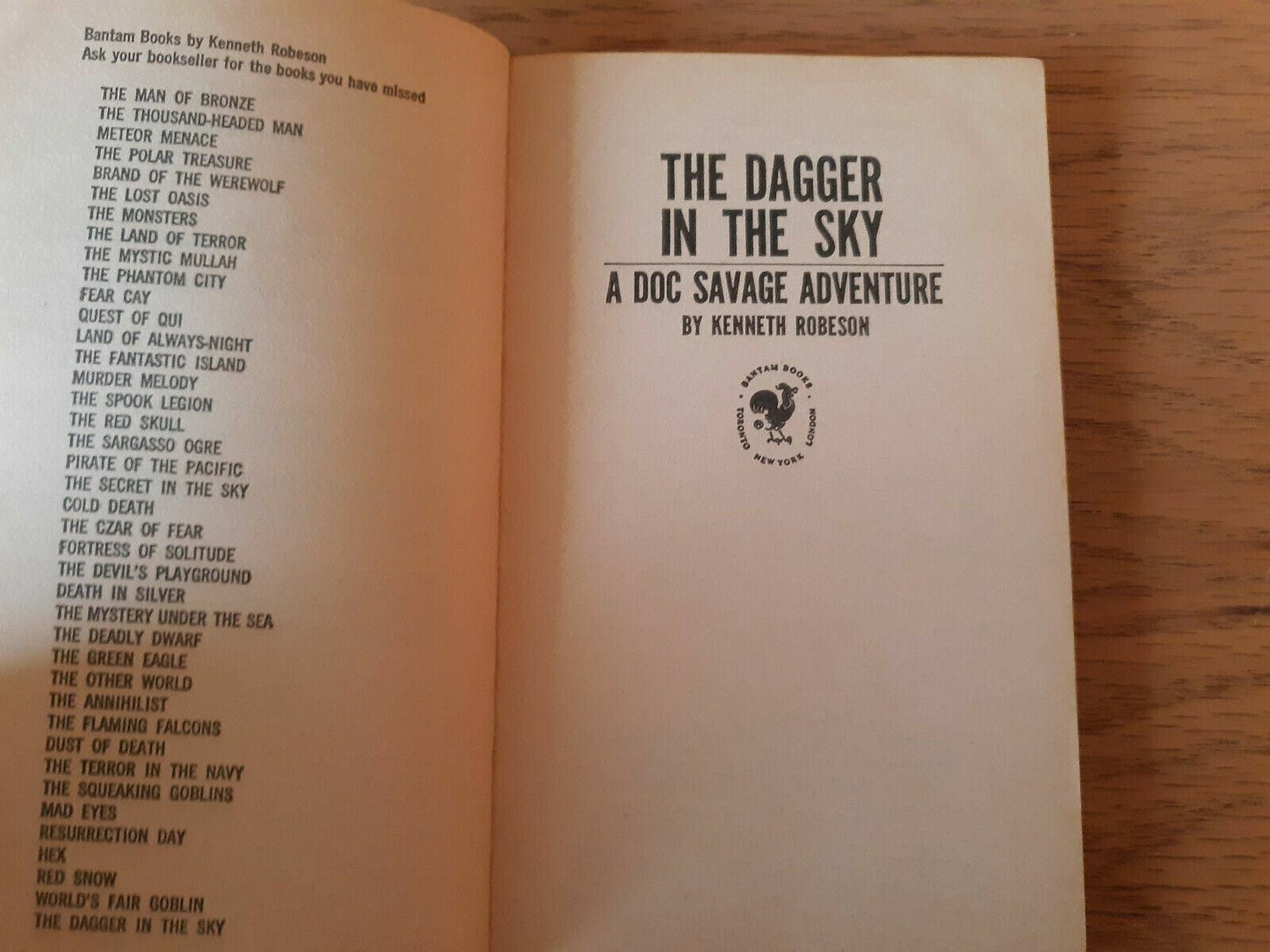 The Dagger in the Sky a Doc Savage Adventure by Kenneth Robeson 1969