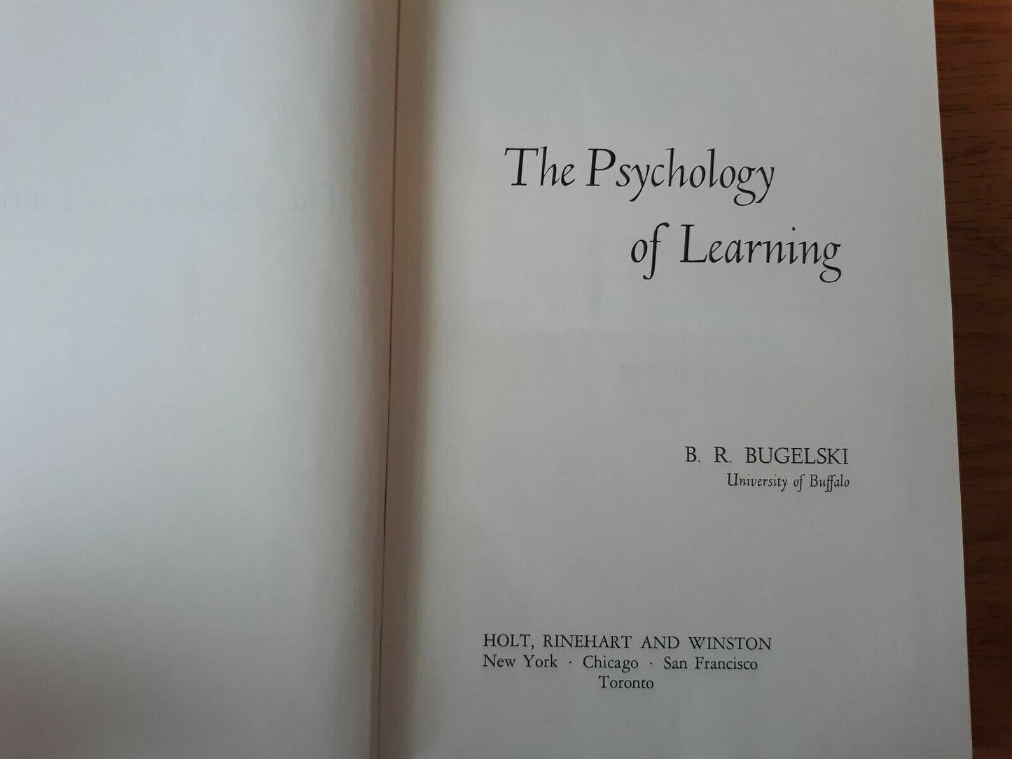 The Psychology Of Learning B R Bugelski 1963 Holt Rinehart And Winston Hardcover