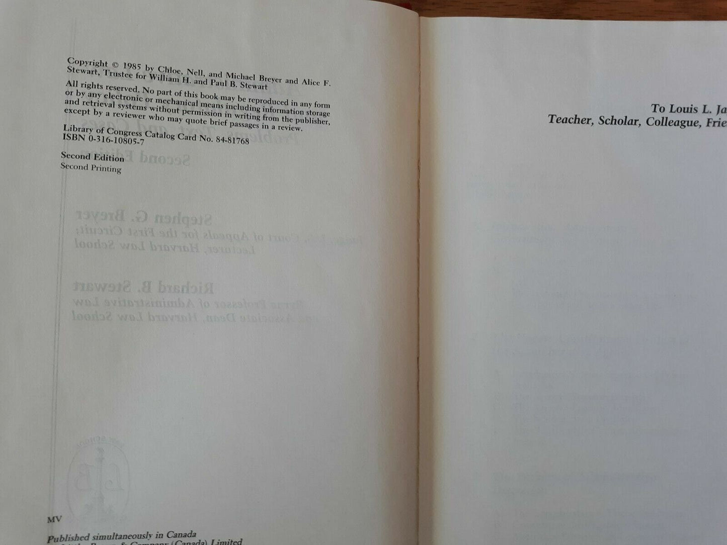 Administrative Law and Regulatory Policy 2nd Edition Breyer Stewart 1985