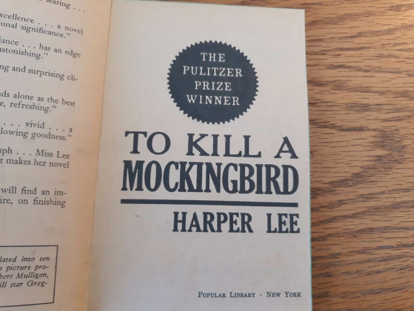 To Kill A Mockingbird Harper Lee 1962 Popular Library Paperback