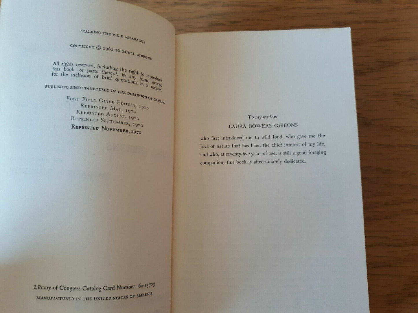 Stalking The Wild Asparagus Field Guide Edition Euell Gibbons 1970