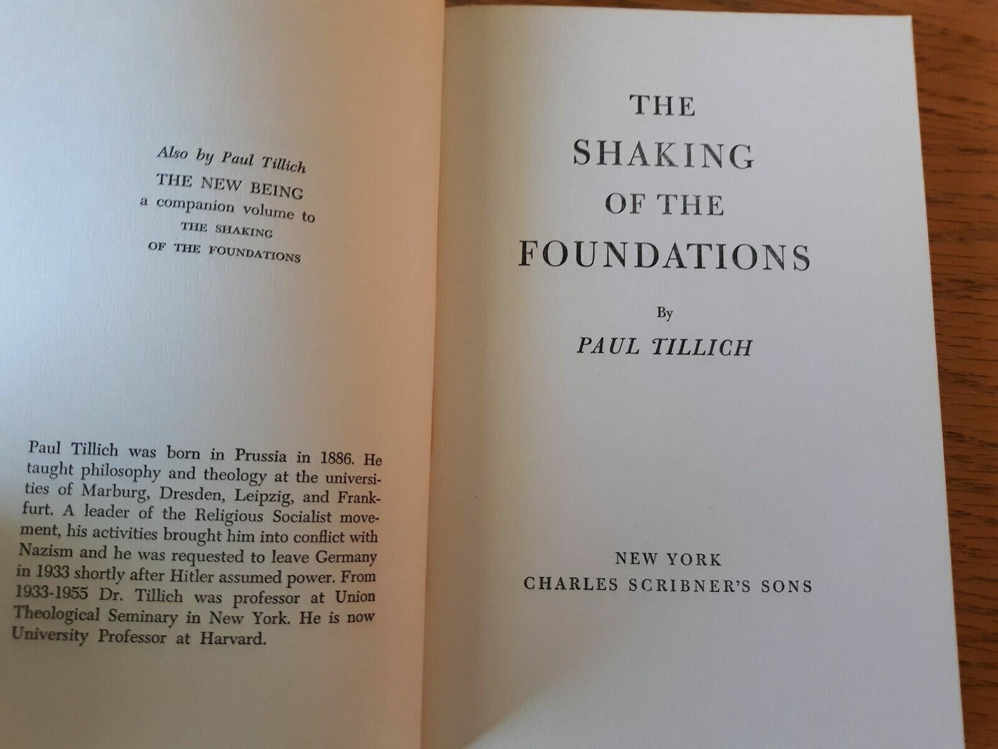 The Shaking of the Foundations by Paul Tillich 1948 PB Charles Scribner's Sons