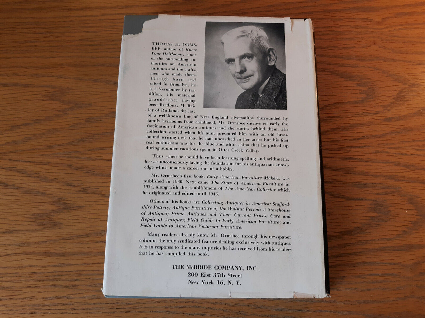 Know Your Heirlooms Thomas H Ormsbee 1957 Hardcover Dust Jacket McBride