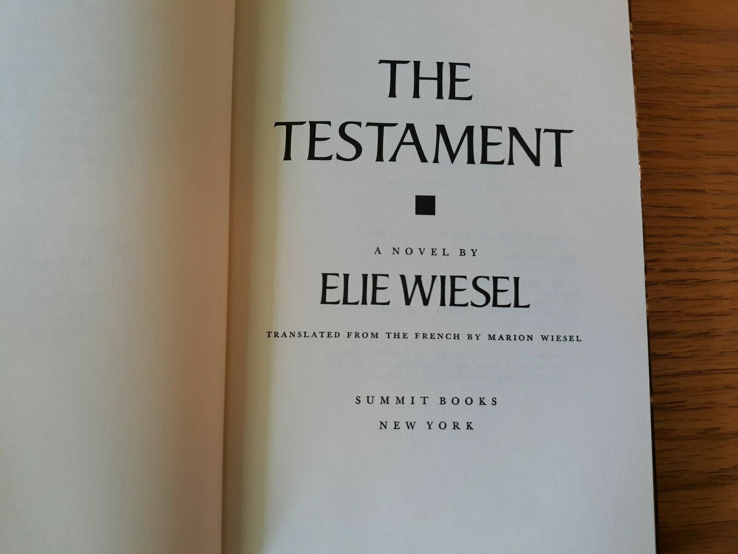 The Testament A Novel by Elie Wiesel Hardcover Dust Jacket 1981