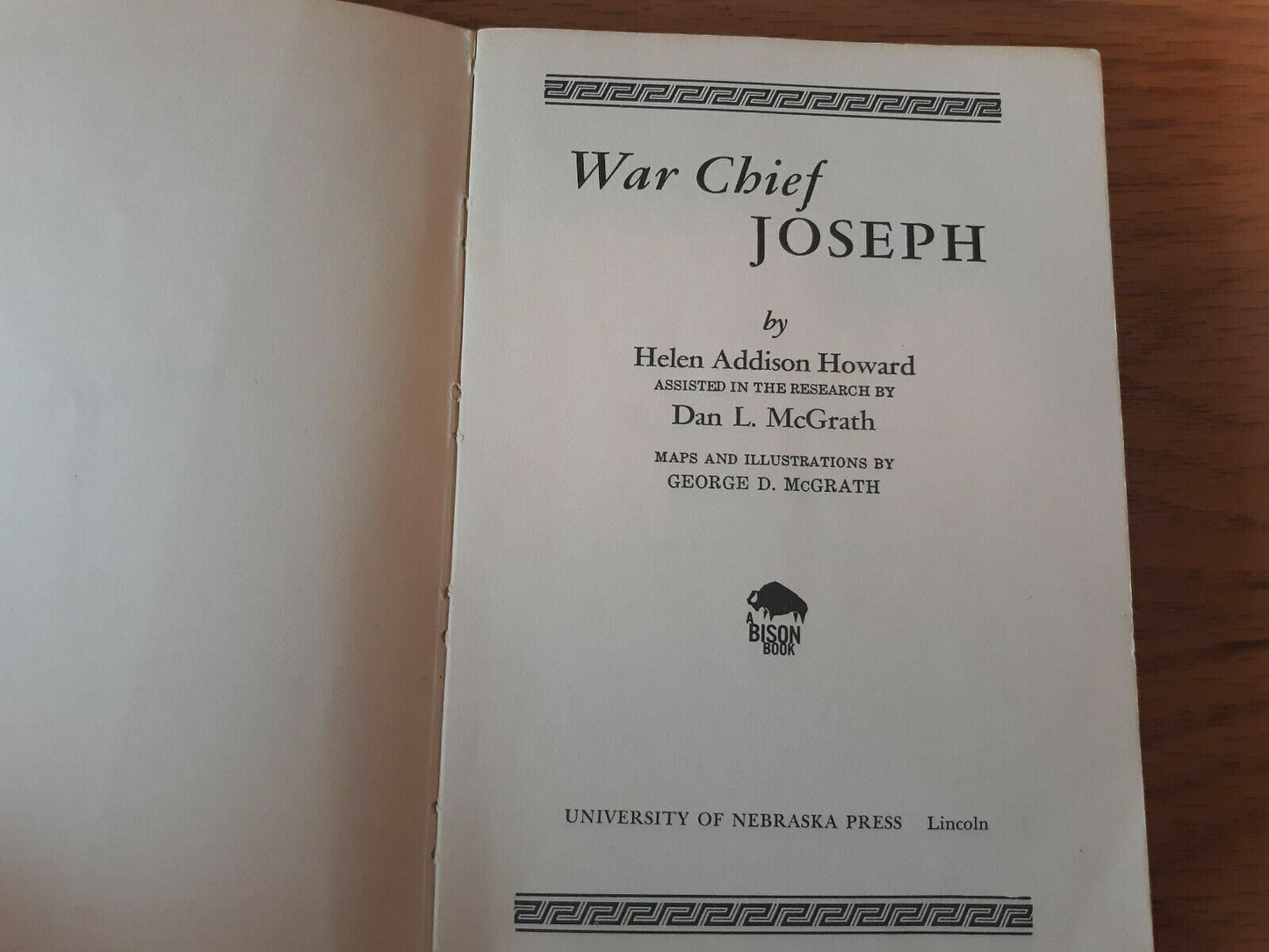 War Chief Joseph Helen Howard & Dan McGrath Bison Book Edition 4th Printing