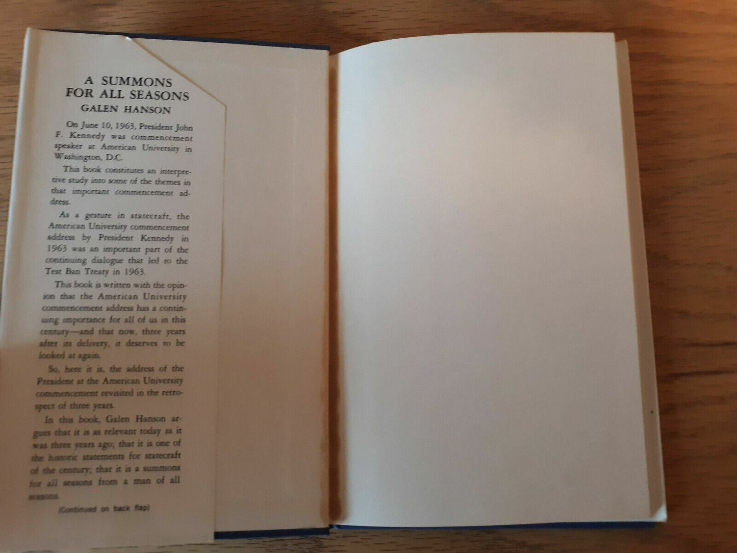 A Summons for All Seasons JFK Commencement Address by Galen Hanson 1966