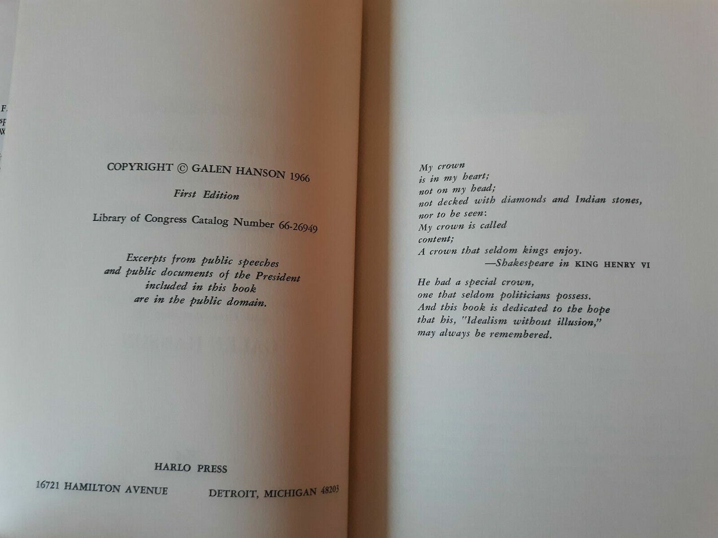 A Summons for All Seasons JFK Commencement Address by Galen Hanson 1966