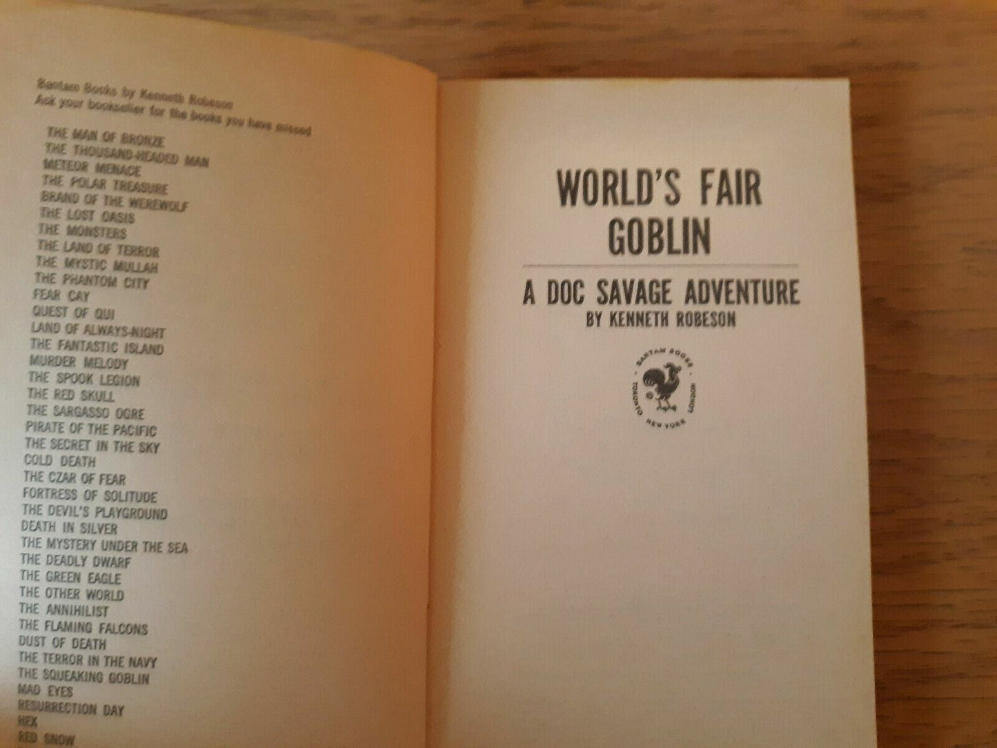 World's Fair Goblin a Doc Savage Adventure by Kenneth Robeson 1969