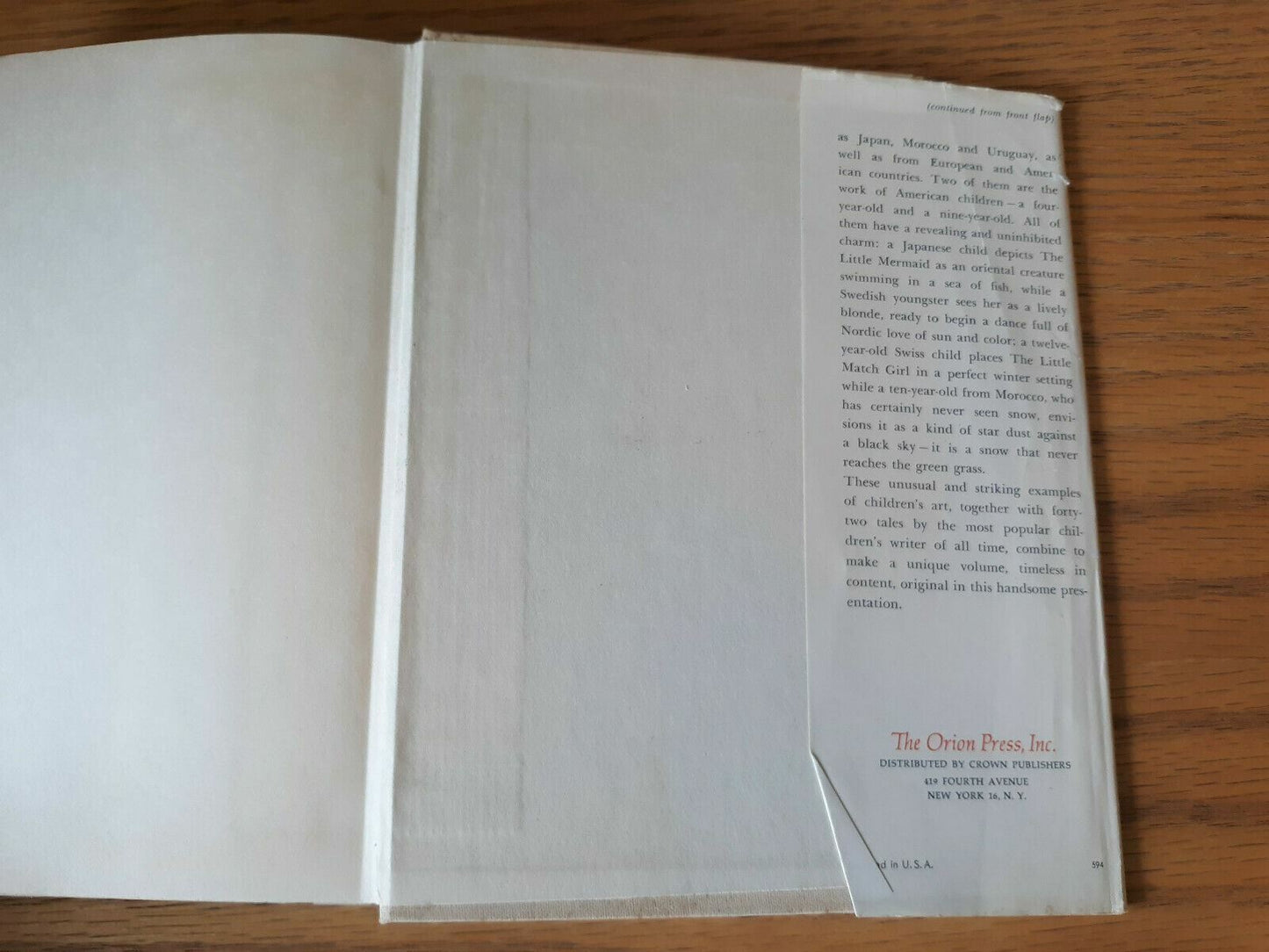 Fairy Tales of Hans Christian Andersen (Hardcover DJ) Orion Press