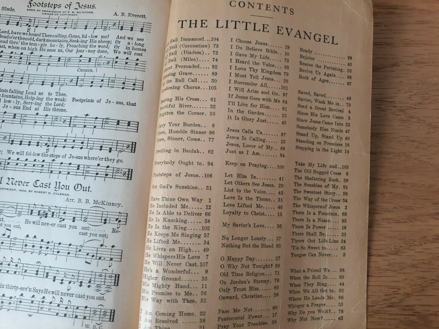 The Little Evangel By Robert Coleman 1925 Hymnal