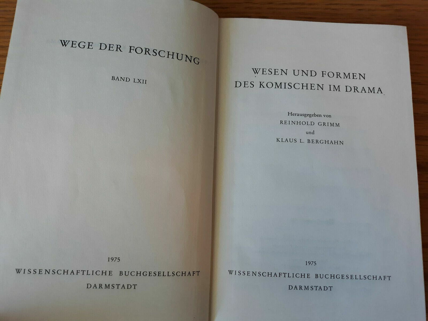 Wesen Und Formen Des Komischen Im Drama Band LXII 1975 Klaus L. Grimm, Reinhold/