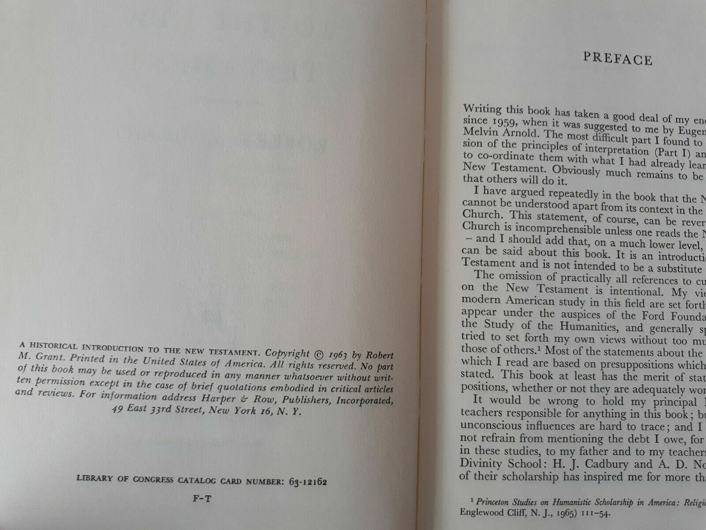 A Historical Introduction to the New Testament by Robert M Grant 1963