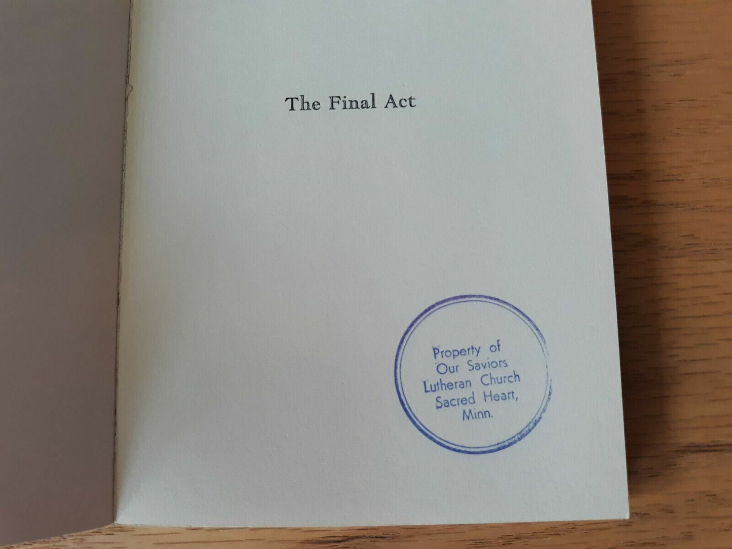 The Final Act A Tower book Paperback 1967 Peter L Kjeseth