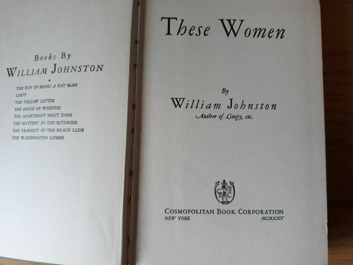 These Women William Johnston 1925 Cosmopolitan Book Hardcover