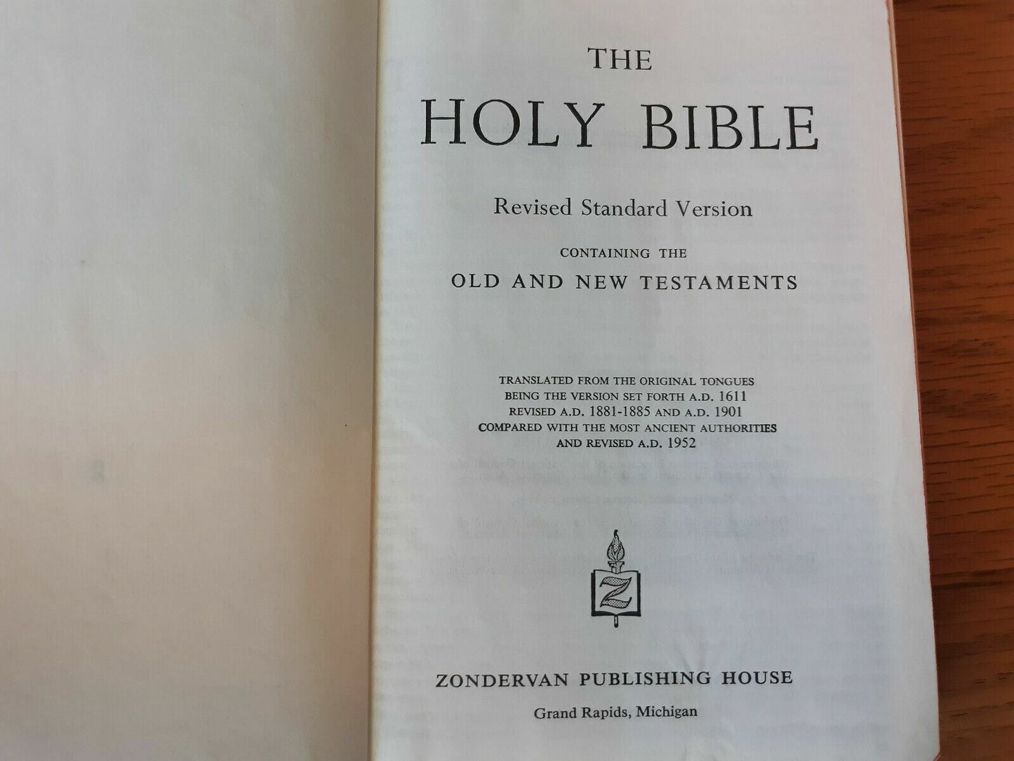 Zondervan Holy Bible Helps Revised Standard Version Red Letter Edition 1952