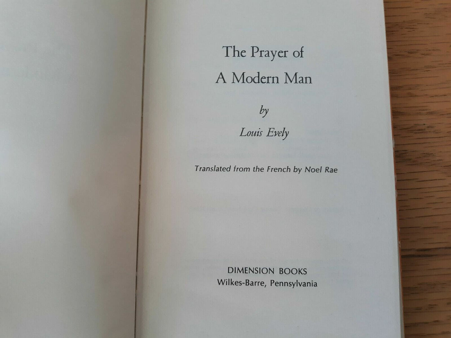 The Prayer of a Modern Man Evely 1968 First Edition HC/DJ