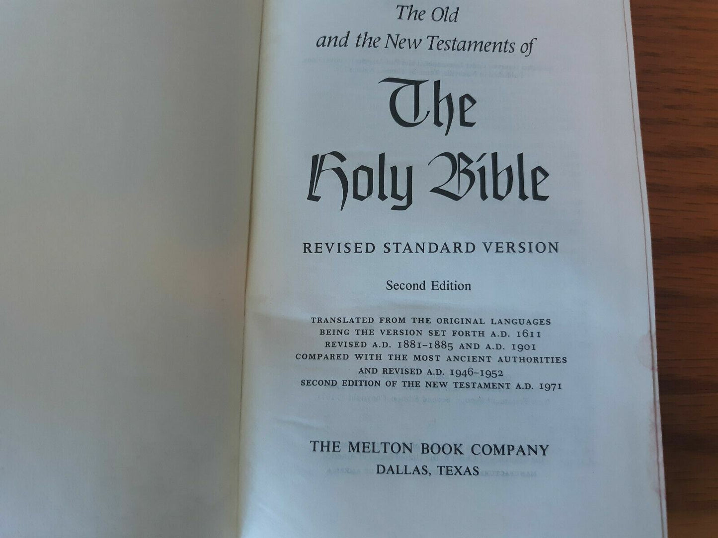 The Holy Bible Revised Standard Version Second Edition Melton 1971