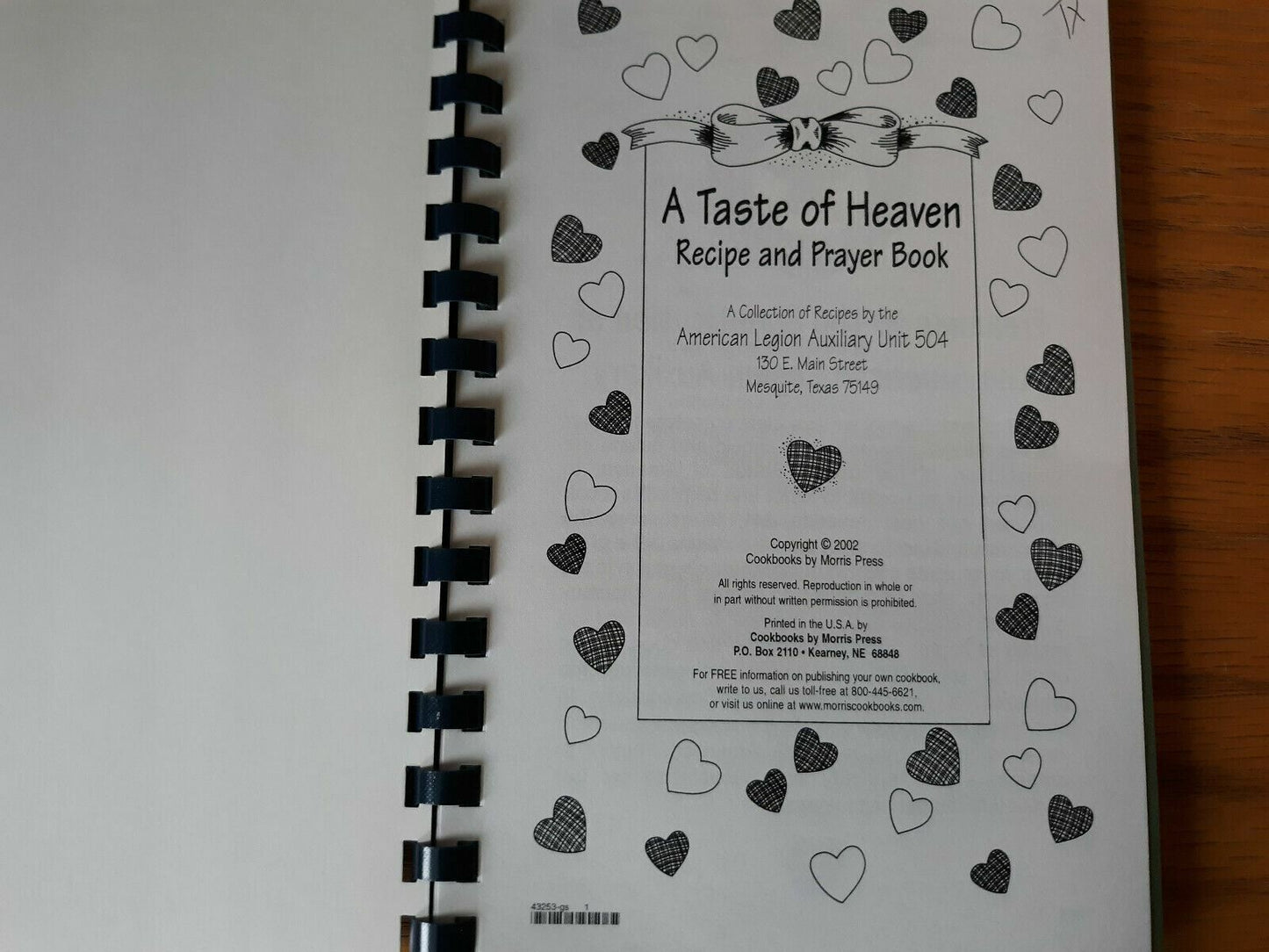 A Taste of Heaven Recipe and Prayer Book 2002 American Legion Auxiliary Unit 504