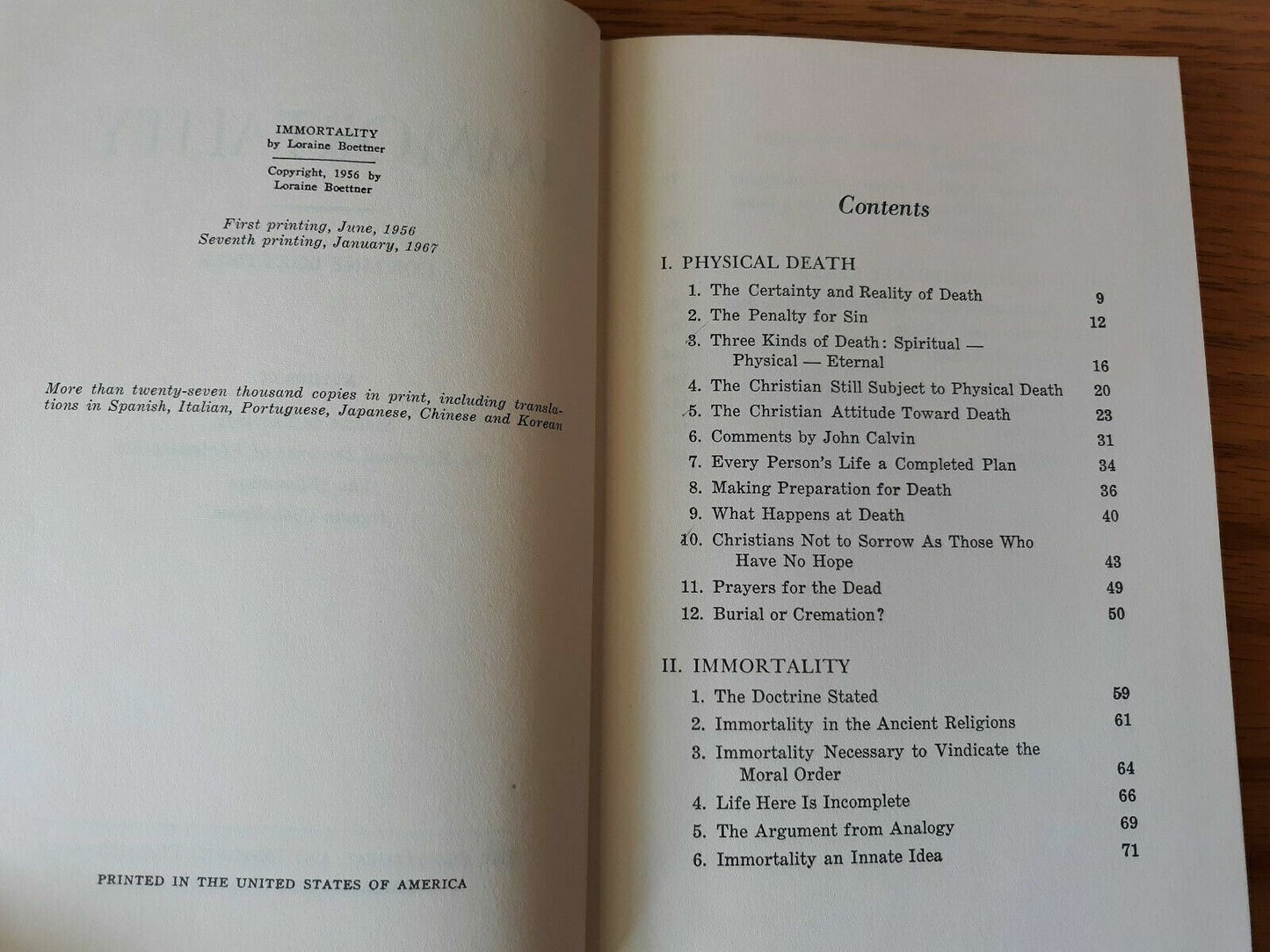 1967 Immortality Loraine Boettner Hardcover 7th Printing