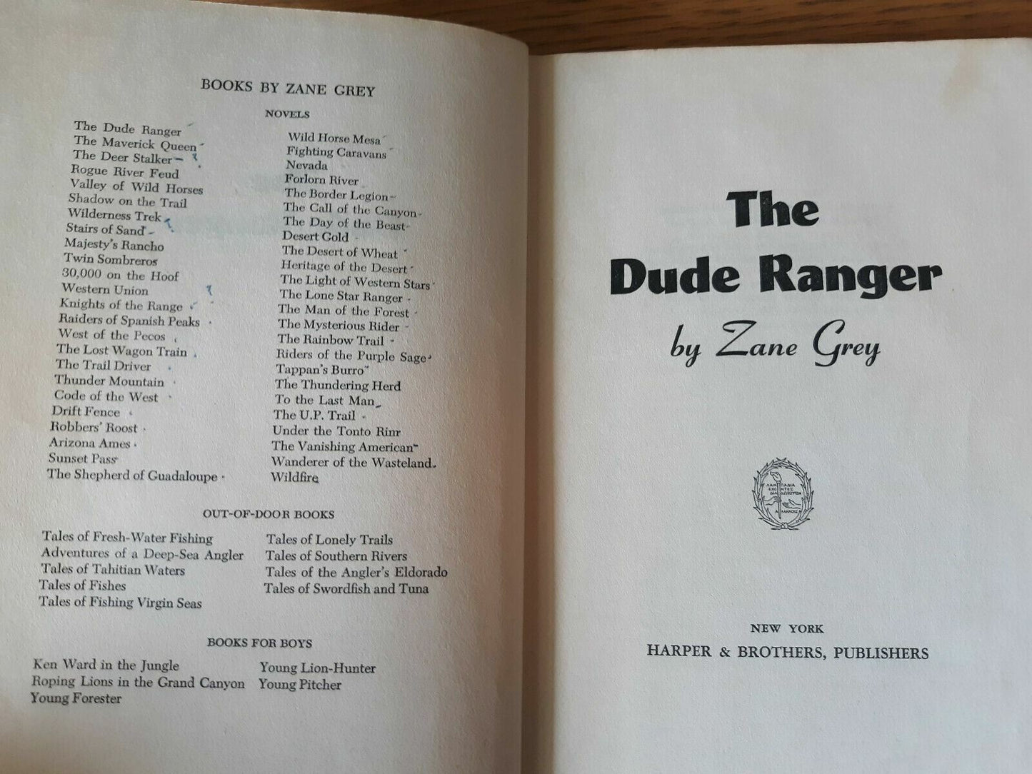 Zane Grey Book The Dude Ranger HC 1930-1931 First Edition Harper