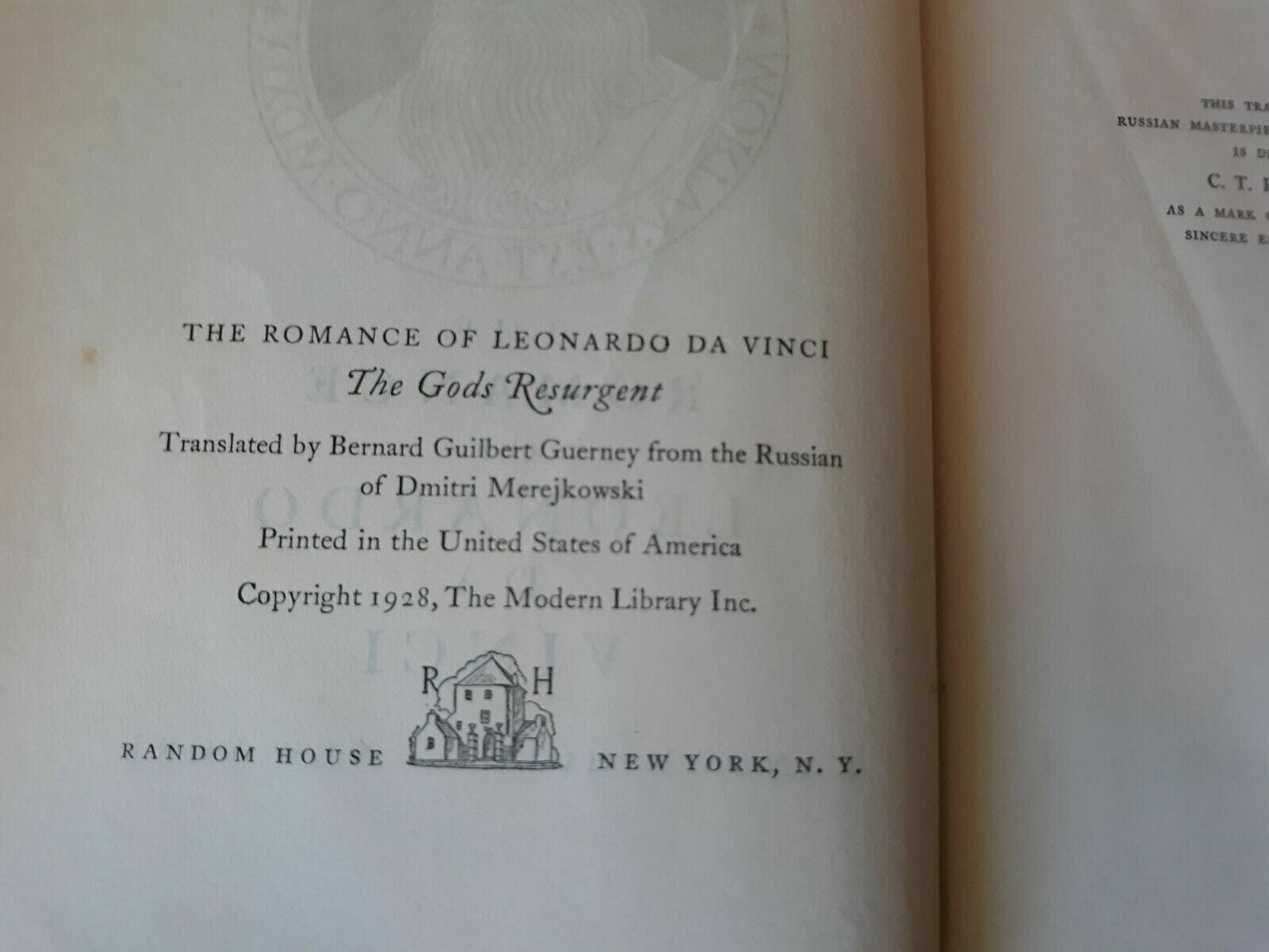 The Romance of Leonardo da Vinci ~ Dmitri Merejkowski (1928, Hardcover)