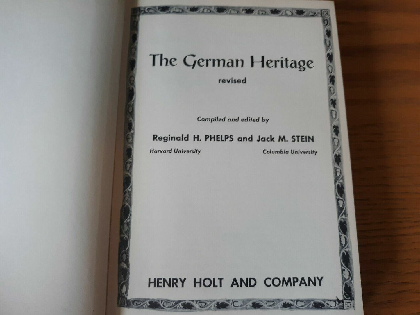 The German Heritage revised Compiled And Edited By Reginald H. Phelps HC 1958