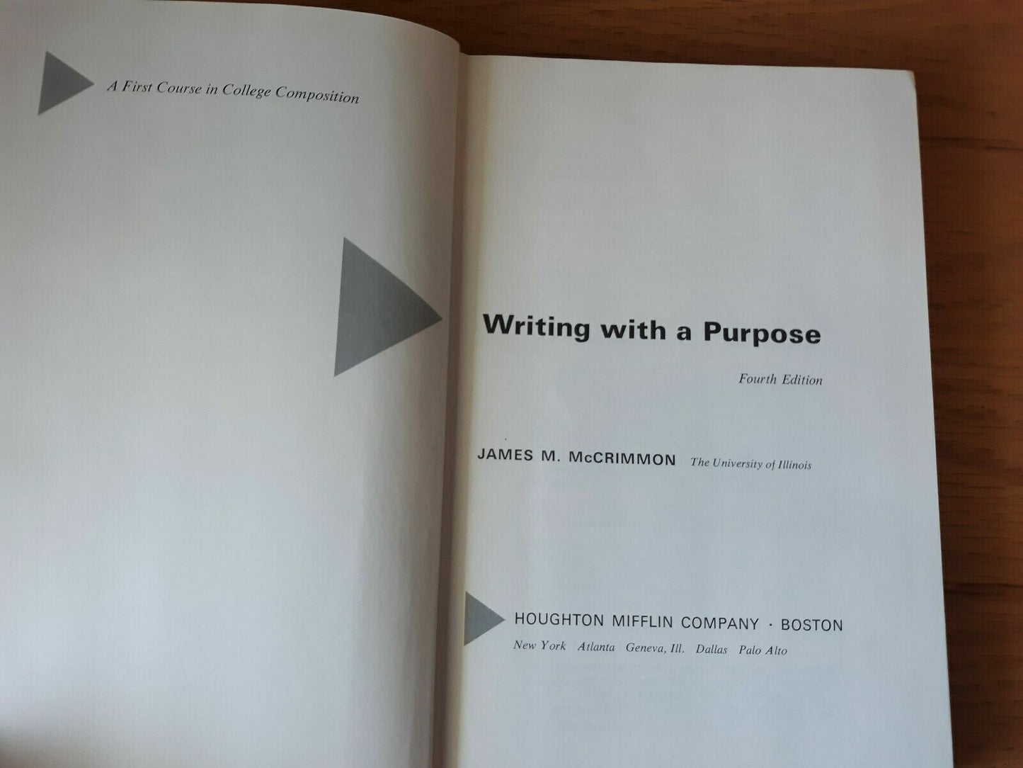 Writing With A Purpose (fourth edition) Author James McCrimmon 1967