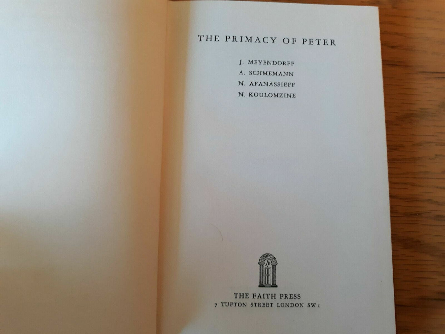 The Primacy of Peter Hardcover 1963 Meyendorff Schemann Afanassieff Koulomzine