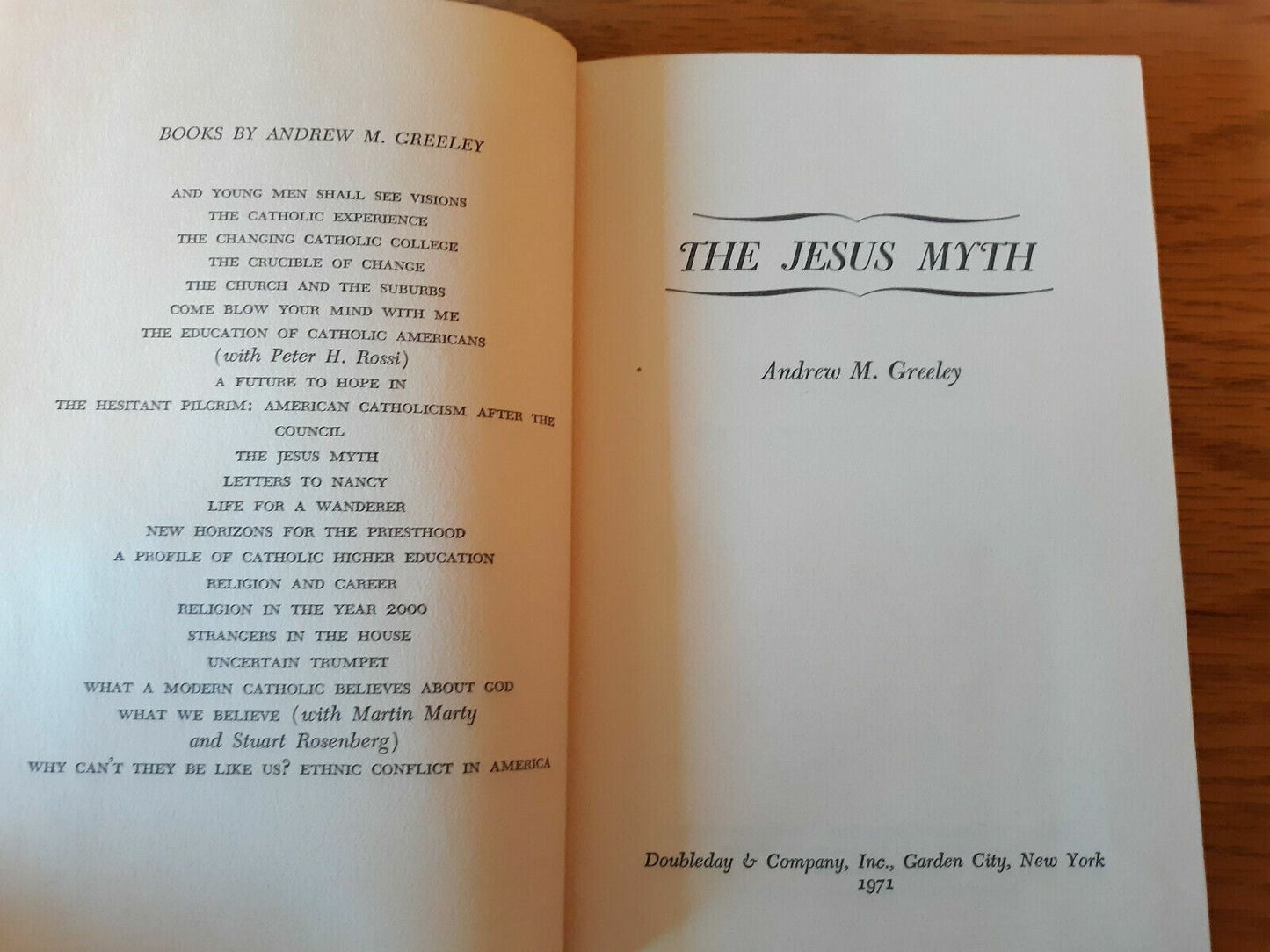 THE JESUS MYTH By Andrew M. Greeley, Catholic, 1971 Hardcover (B)