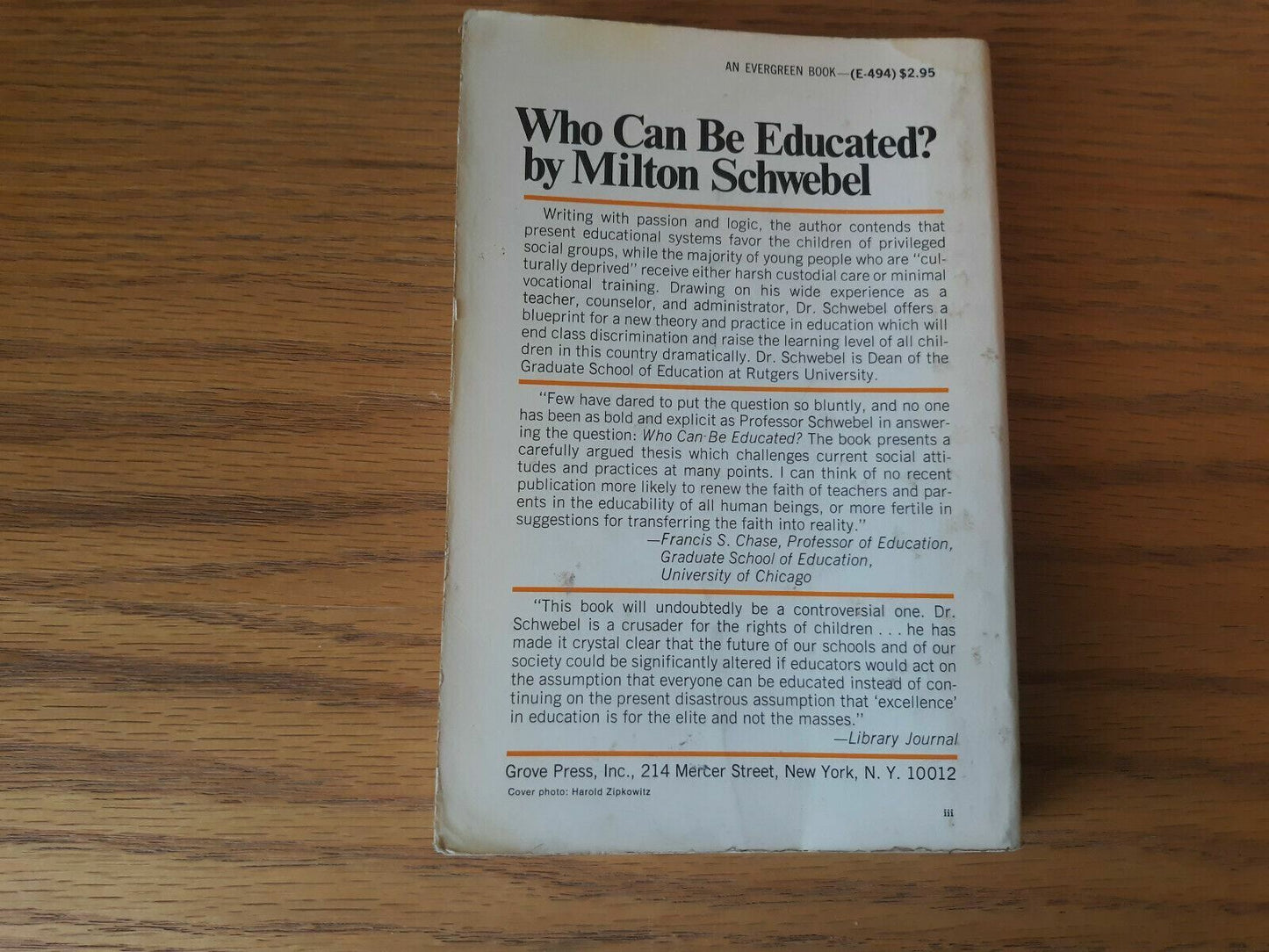 Who Can Be Educated? by Milton Schwebel (1969, Paperback)