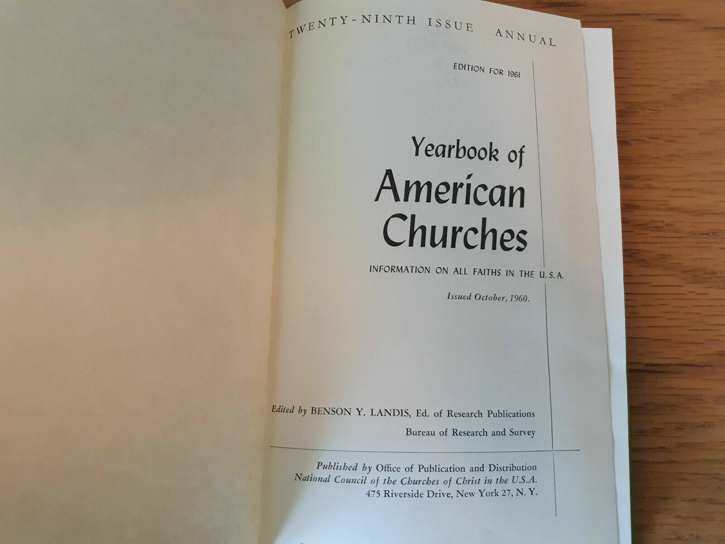 Yearbook for American Churches 1961 Landis