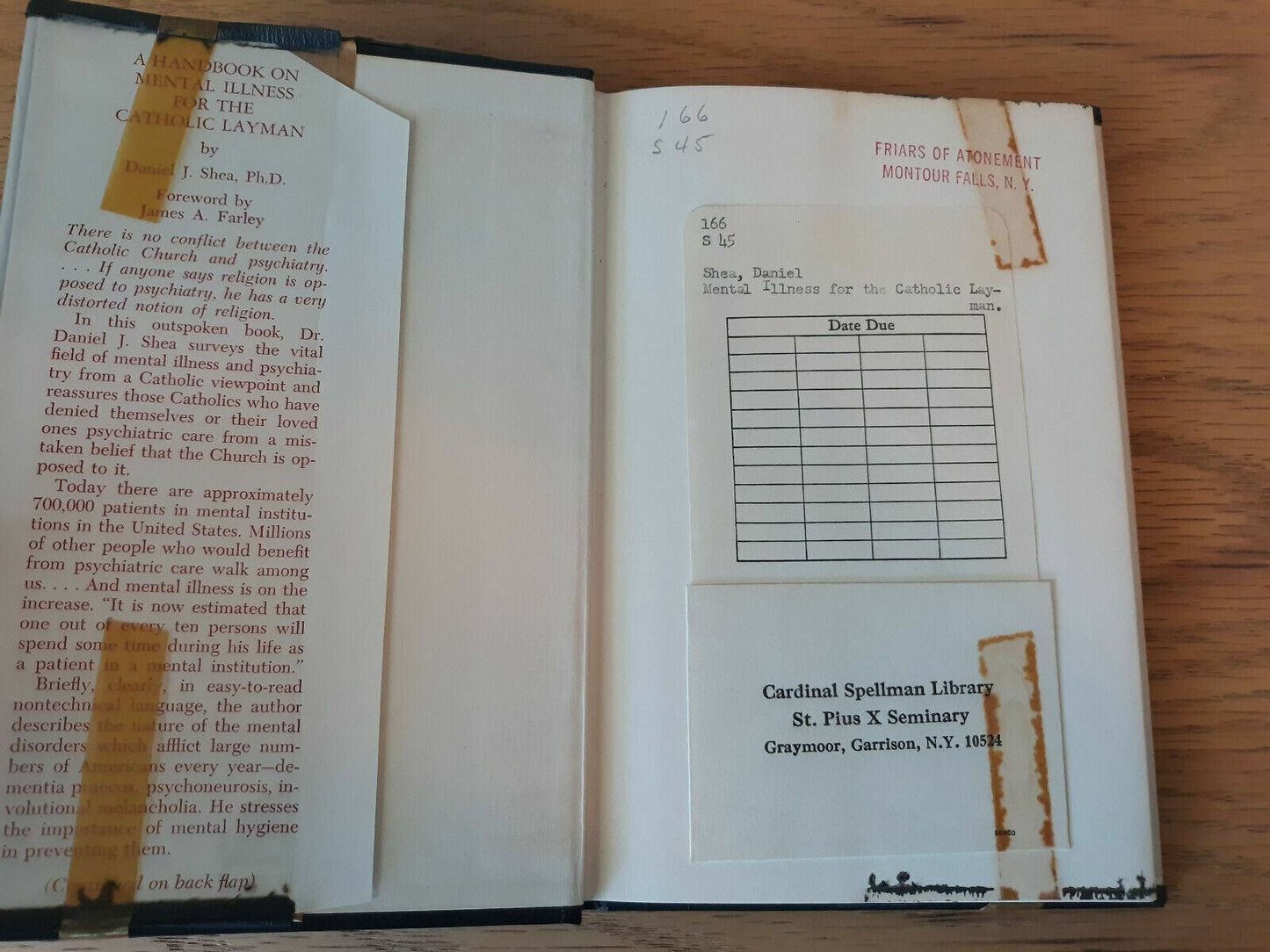 A Handbook on Mental Illness for the Catholic Layman Shea 1958 First Ed HC/DJ