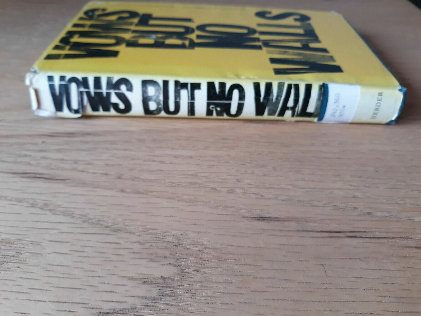 Vows But No Walls: an Analysis of Religious Life E. E. Grollmes 1967 HC/DJ