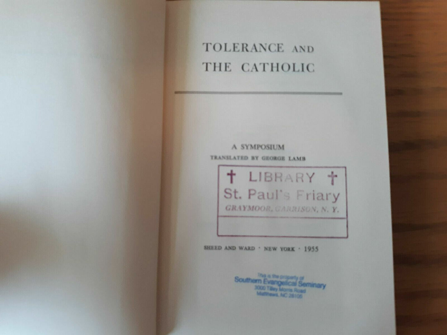 Tolerance and the Catholic (1st Ed) 1955 Hardcover A Symposium