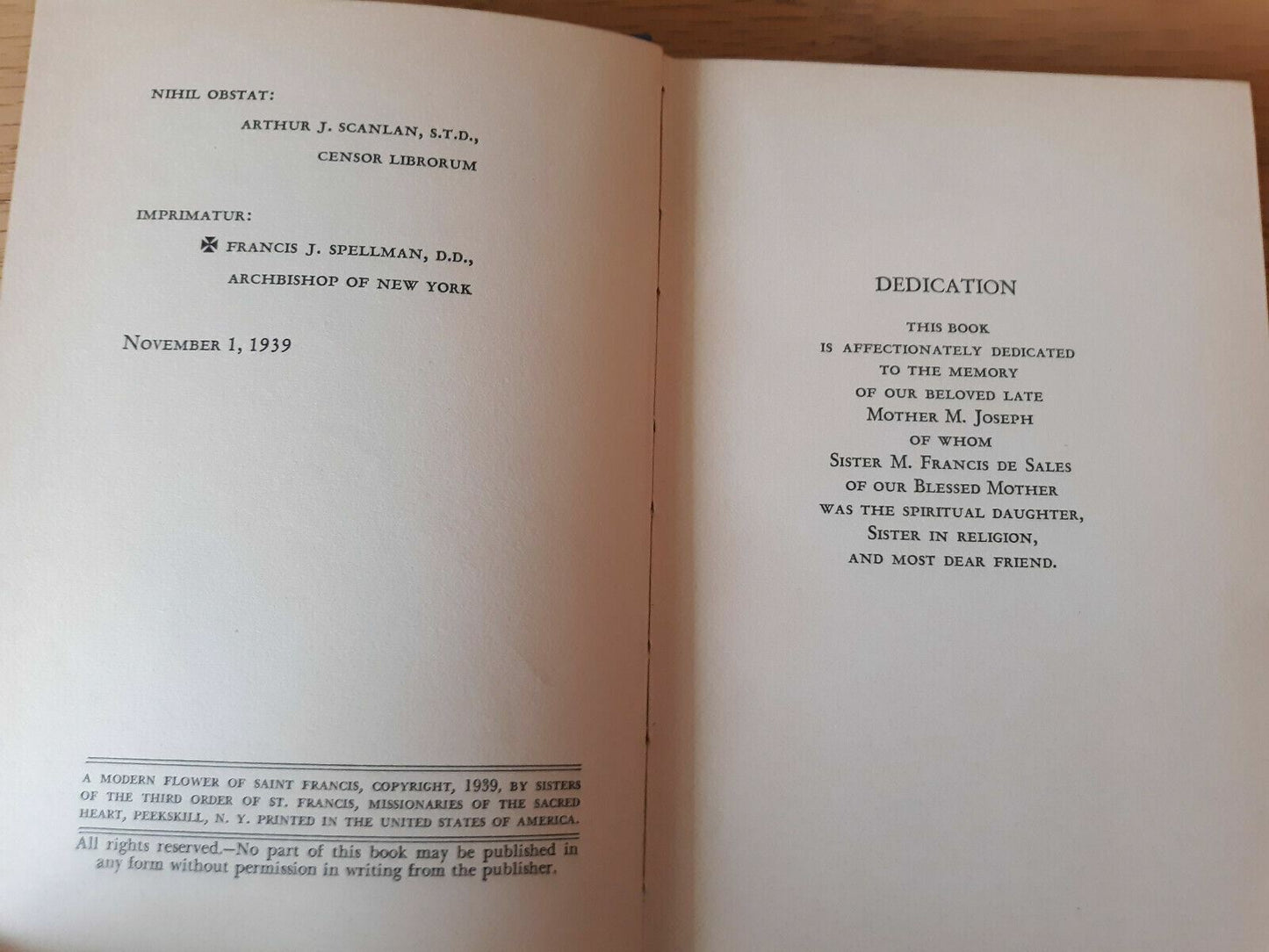 A Modern Flower of St.Francis Sister Francis De Sales Blessed Mother 1939