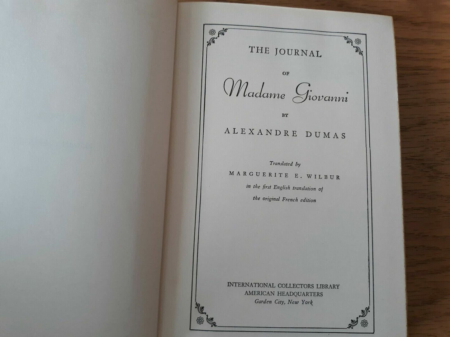 The Journal of Madame Giovanni International Collectors Library Alexandre Dumas