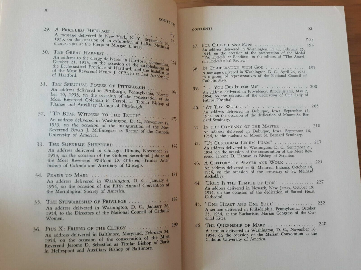 Addresses and Sermons (1951-1955) by Cicognani, Amleto G. 1955 Hardcover