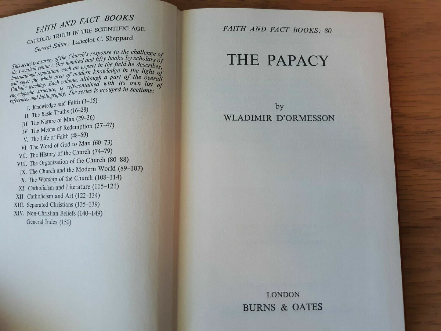 The papacy, by D'Ormesson, Wladimir 1959 Hardcover