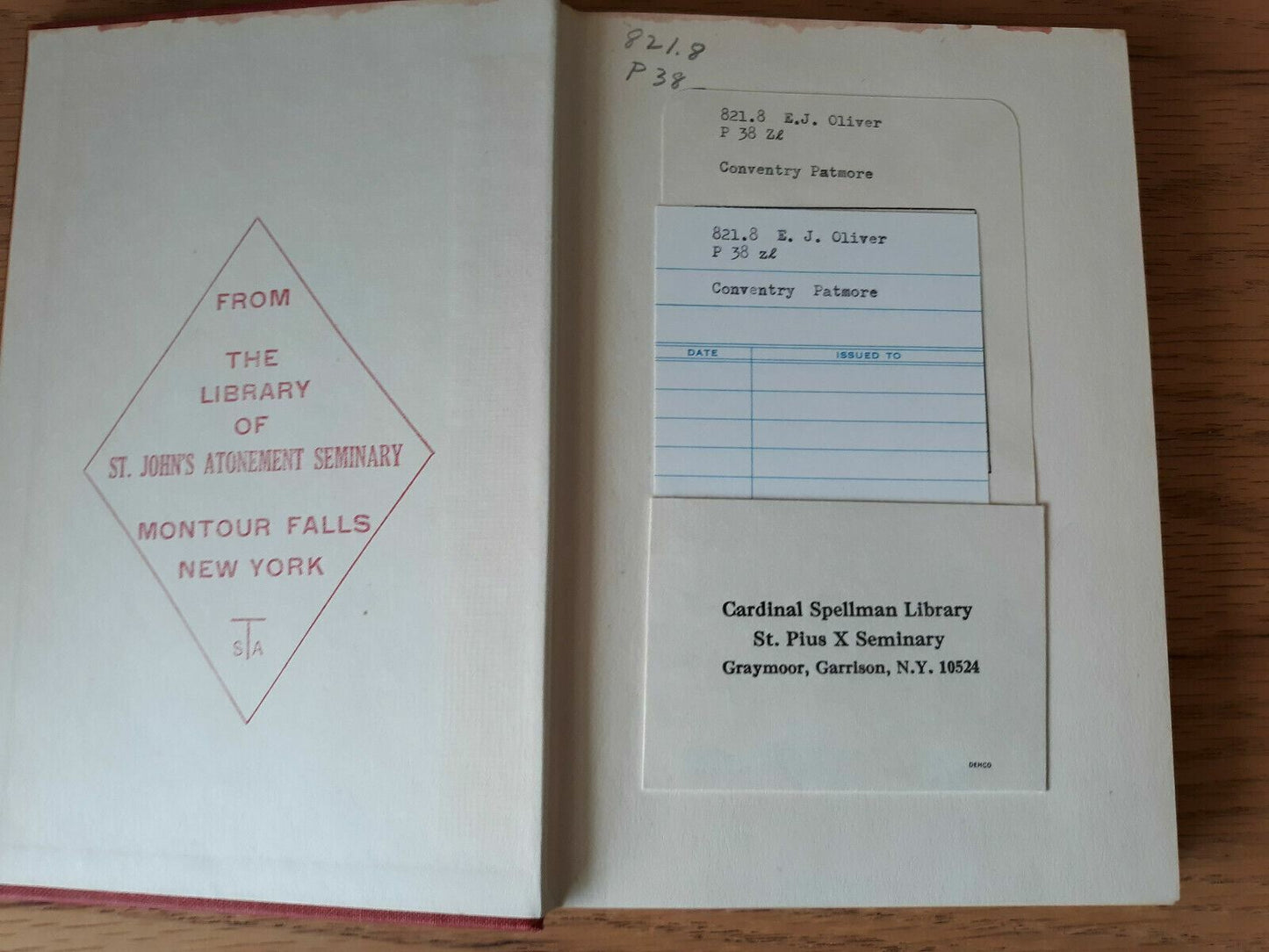 COVENTRY PATMORE By E.J. Oliver, Literature, 1956 Hardcover