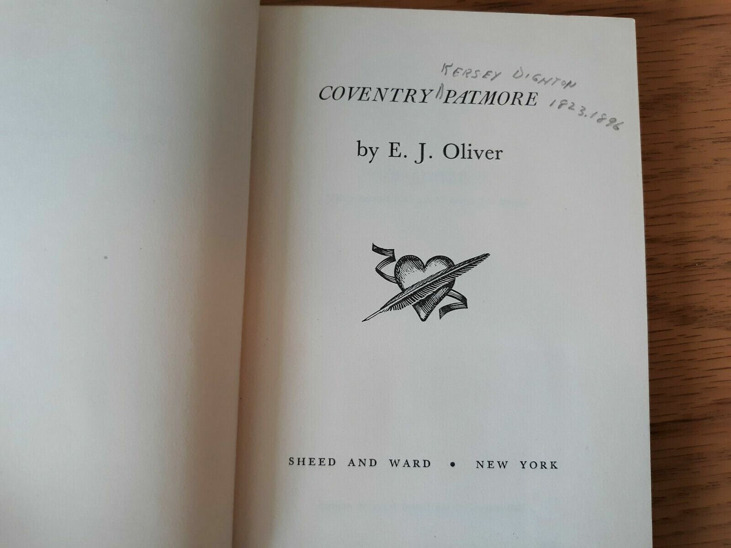 COVENTRY PATMORE By E.J. Oliver, Literature, 1956 Hardcover