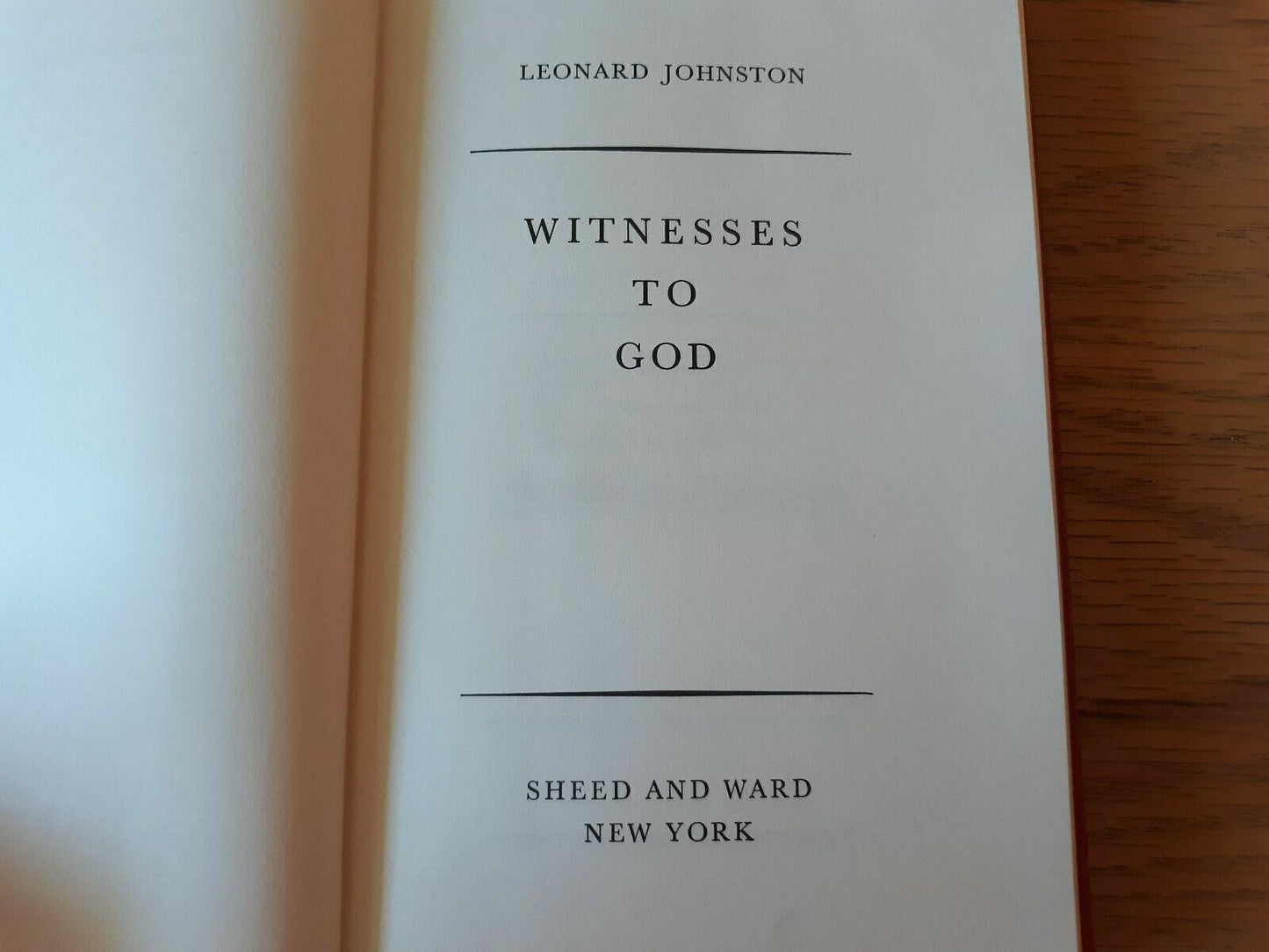 Witnesses to God by Leonard Johnston (1960, Hardcover, Sheed & Ward)